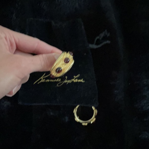 Kenneth jay lane gold hoop grazia tortoise earring - Picture 3 of 4